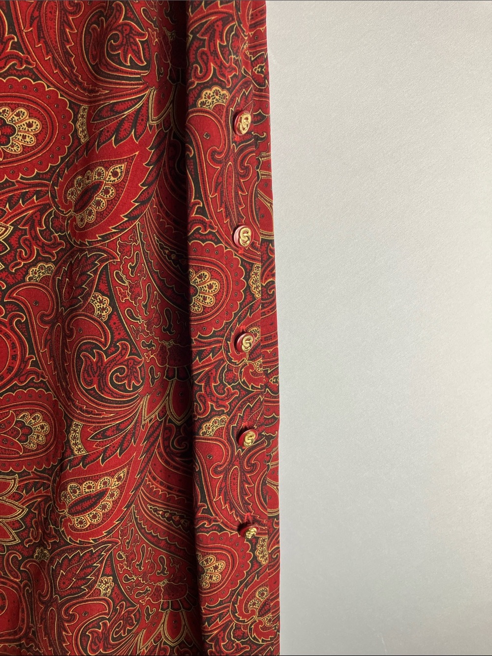 Red Paisley Maxi Skirt with Gold Accents - Picture 4 of 10